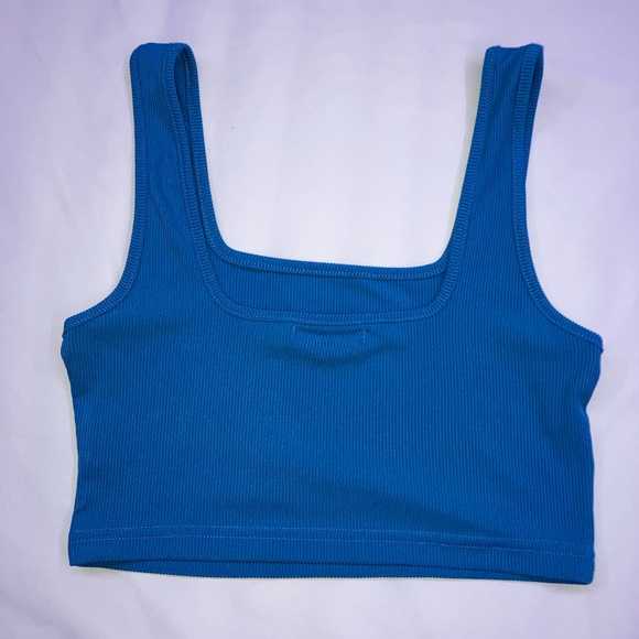 Shein Blue Ribbed Cropped Tank Top - Picture 2 of 5